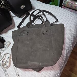 LUCKY BRAND SUEDE GRAY TOTE BUCKET SHOULDER BAG